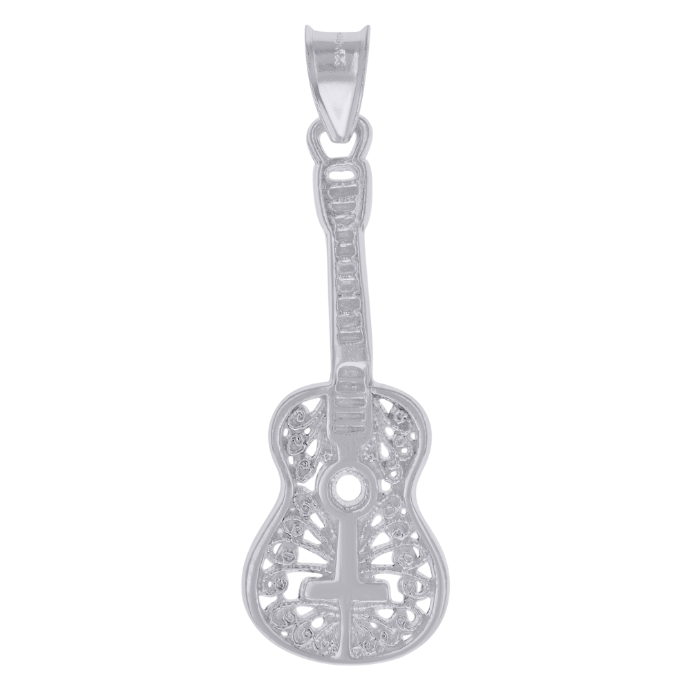 925 Sterling Silver Unisex Guitar Music Fashion Charm Pendant